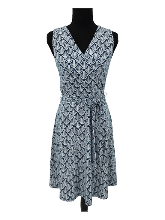 41 Hawthorn Dresses & Skirts - 41 Hawthorn Lorene Teal Blue & White Geometric Faux Wrap Knit Dress Small